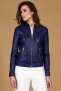 Giacca biker in pelle naturale bluette effetto liscio