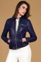 Giacca biker in pelle naturale bluette effetto liscio