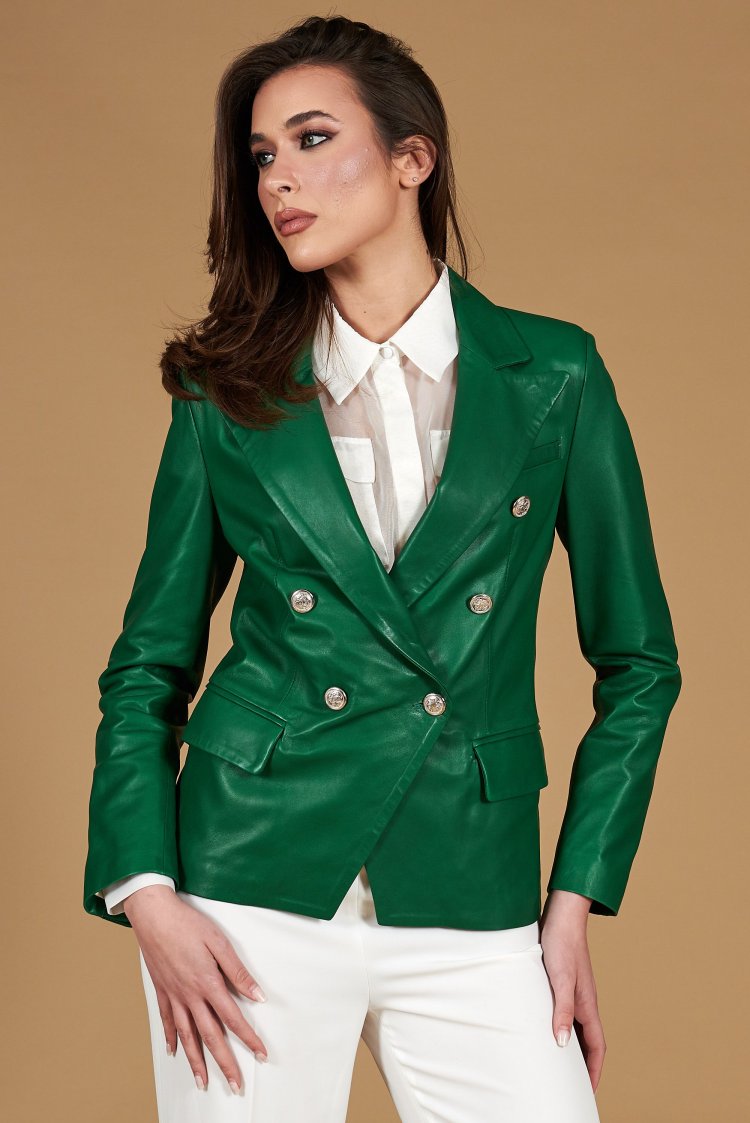 Blazer cuir naturel vert...