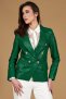 Giacca blazer doppio petto in pelle naturale verde