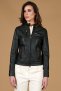 Giacca biker in pelle naturale verde effetto liscio