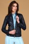 Giacca biker in pelle naturale blu avion effetto liscio