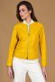Giacca in pelle naturale giallo effetto liscio con girocollo