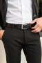 Cintura uomo in pelle nera di vitello con fibbia argento