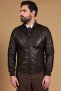 Bomber dunkelbraune lederjacke glatter Effekt
