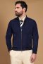 Giubbotto bomber in pelle scamosciata blu collo coreana