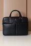 Borsa Ventiquattrore in pelle di vitello nera saffiano con doppia tasca