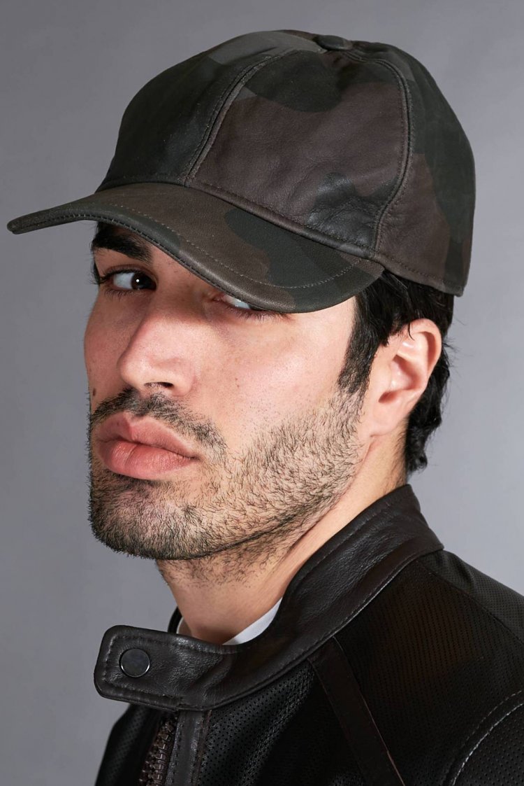 Casquette baseball cuir vert militaire unisexe béret réglable sangle velcro 