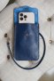 Tracollina porta cellulare in pelle blu morbida