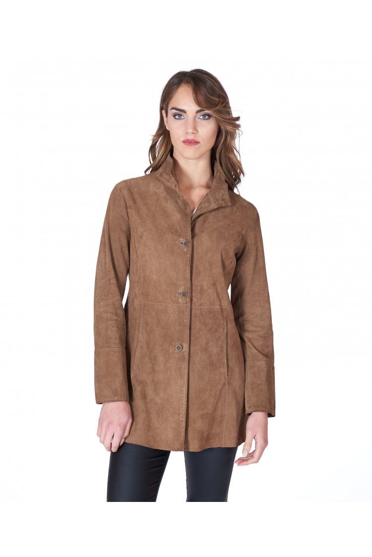 Manteau cuir cognac sans...