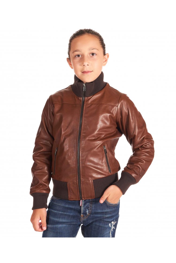 Blouson cuir cognac enfant...