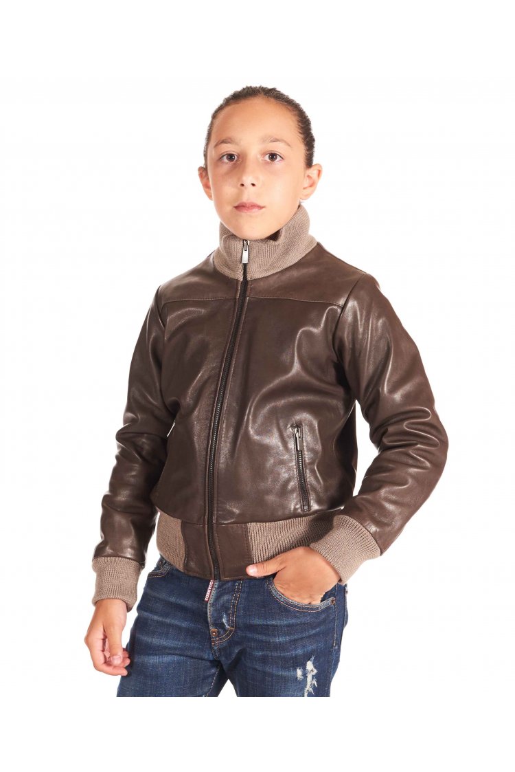 Blouson cuir marron foncé...