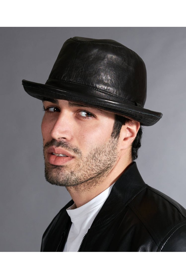 Chapeau trilby cuir noir...