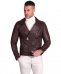 Chiodo biker in pelle testa di moro con cintura effetto martellato