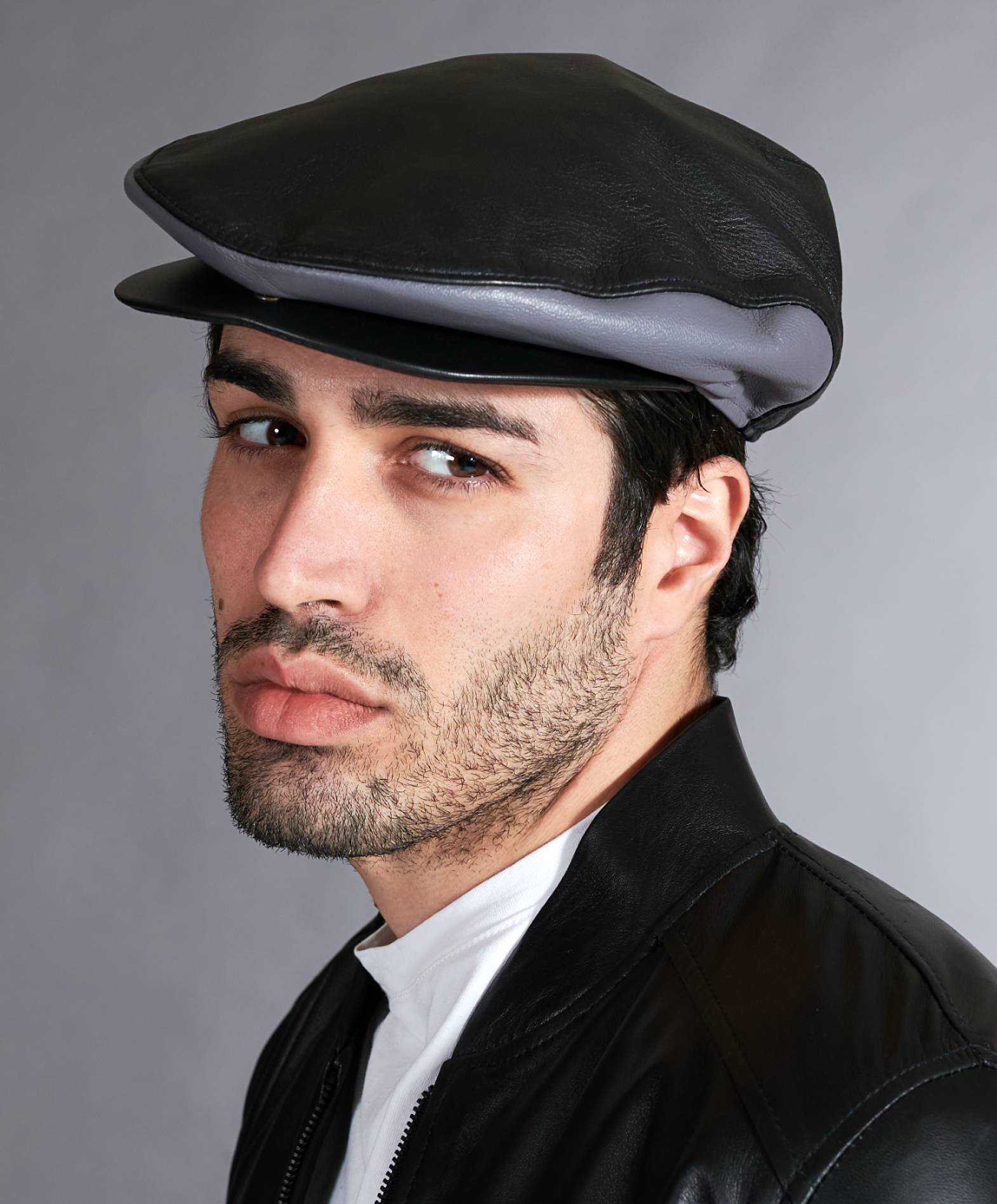 Casquette cuir homme beret cuir homme beret cuir noir gris Palermo