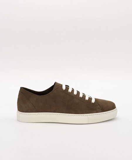 Sneakers cuir daim taupe pour homme