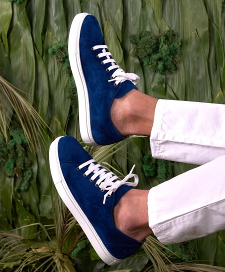 Sneakers cuir daim bleu...