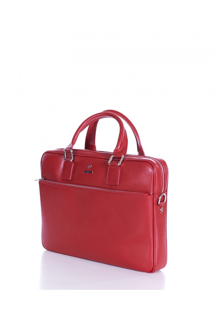 Cartable 24 heures Cuir rouge serviette d'ordinateur poche zippée