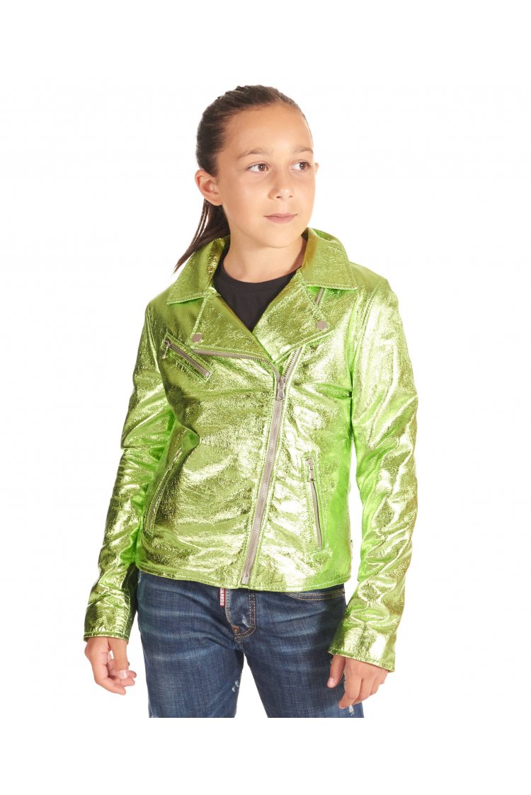 Blouson cuir vert motard...