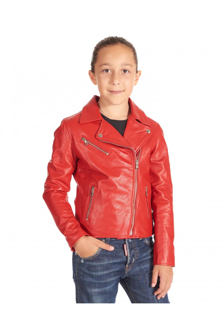 Blouson cuir plongé rouge...