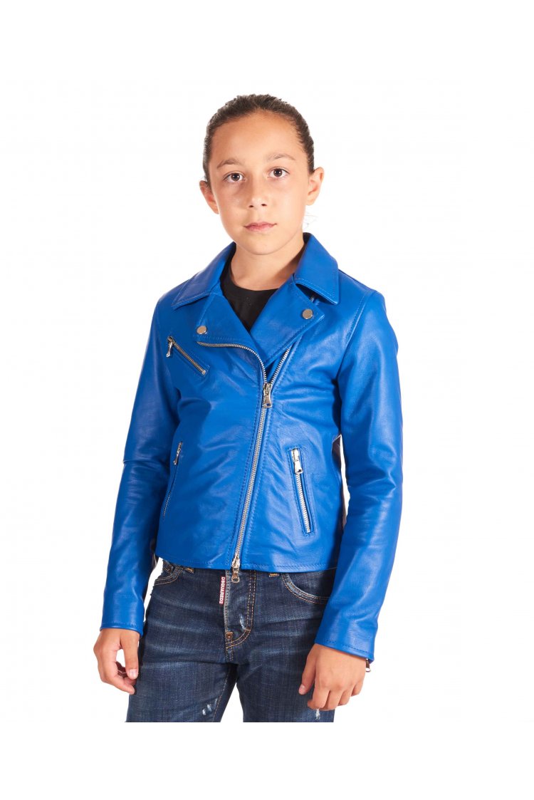 Blouson cuir bleu motard...