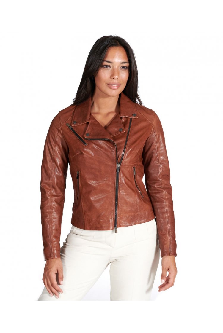 Veste cuir cognac motard...