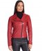 Giacca chiodo in pelle rosso nappa effetto liscio