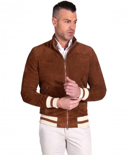 Blouson bomber cuir cognac...