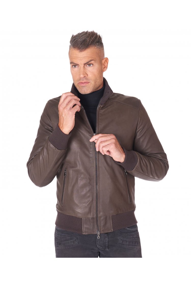 Blouson cuir marron foncé...