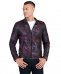 Giacca in pelle militare bordeaux effetto liscio