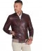 Giubbotto bomber in pelle naturale bordeaux lana a contrasto beige