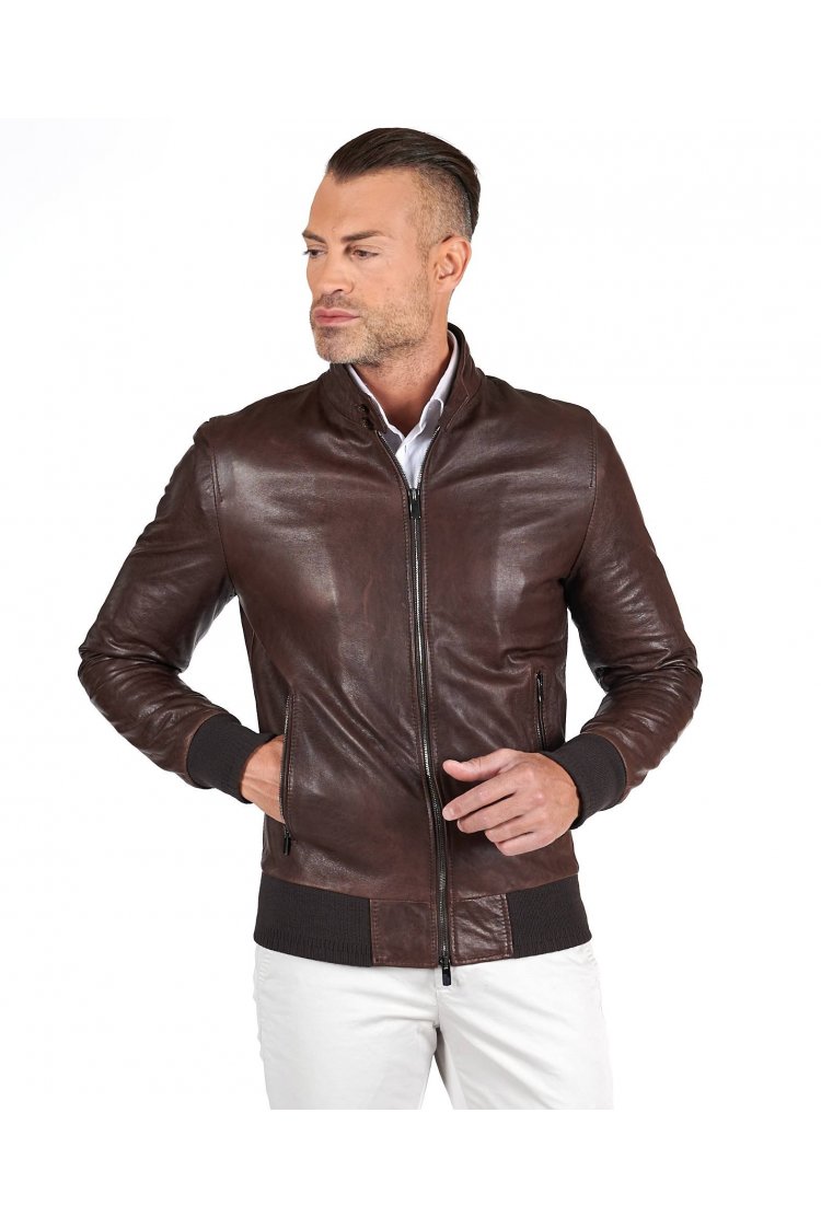 Blouson cuir homme veste cuir vert blouson cuir Andrea