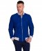 Bomber in pelle scamosciata blu elettrico a contrasto