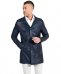 Cappotto in pelle blu effetto liscio collo giacca