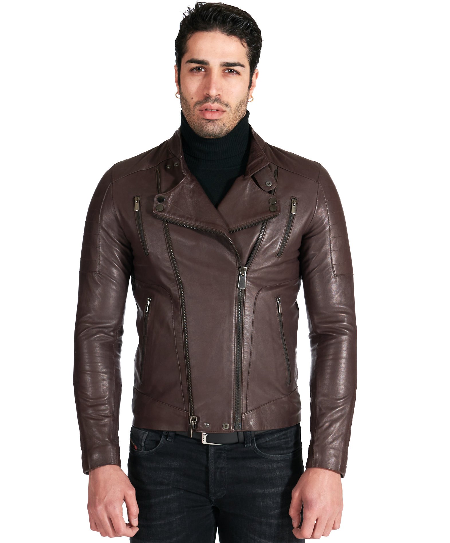 Veste cuir motard homme