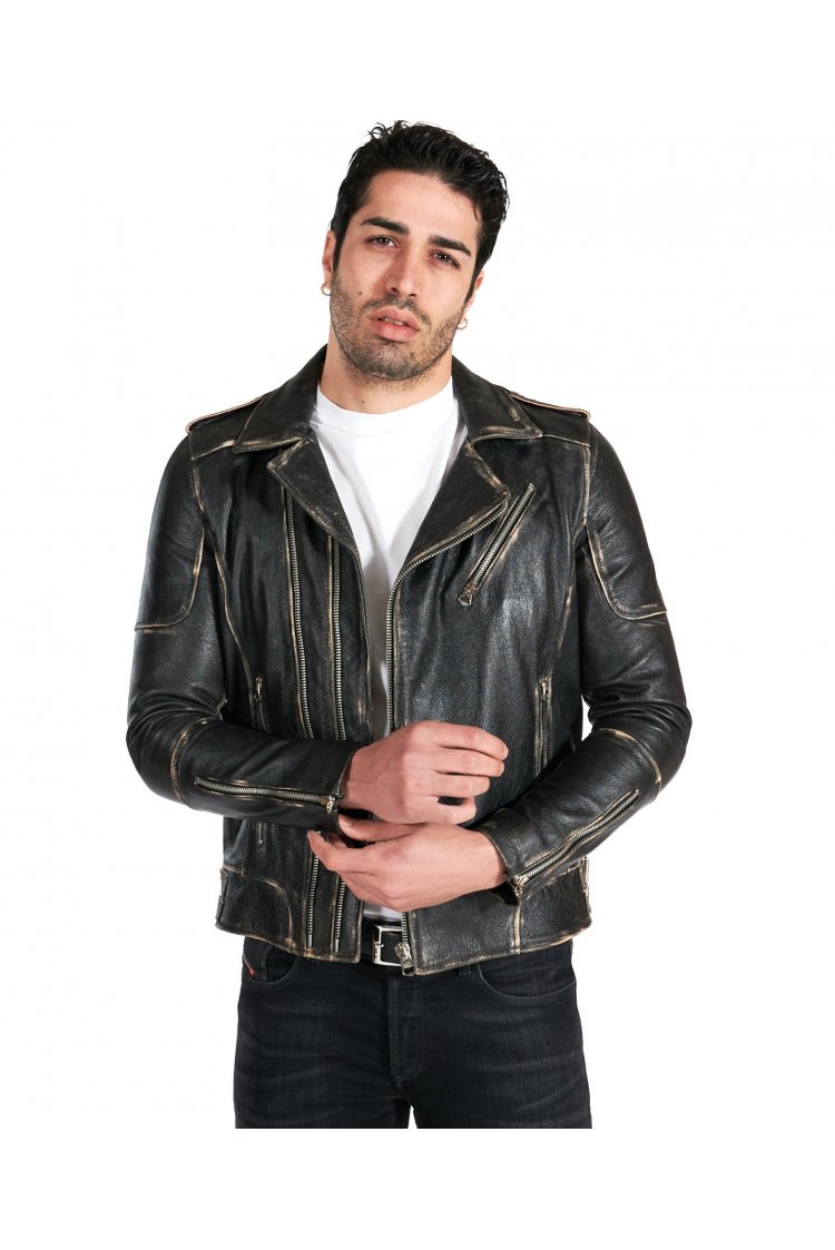 Blouson cuir vintage noir...