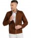 Giacca in pelle camoscio traforato colore cuoio 
