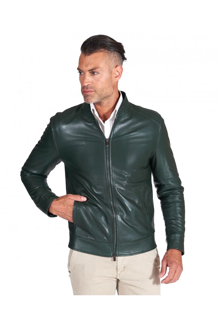 Blouson cuir naturel vert...