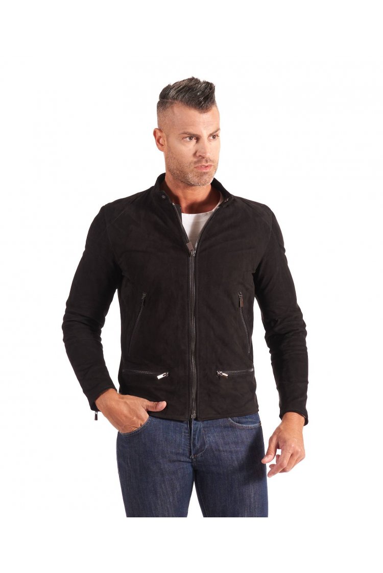 Blouson cuir velours noir...