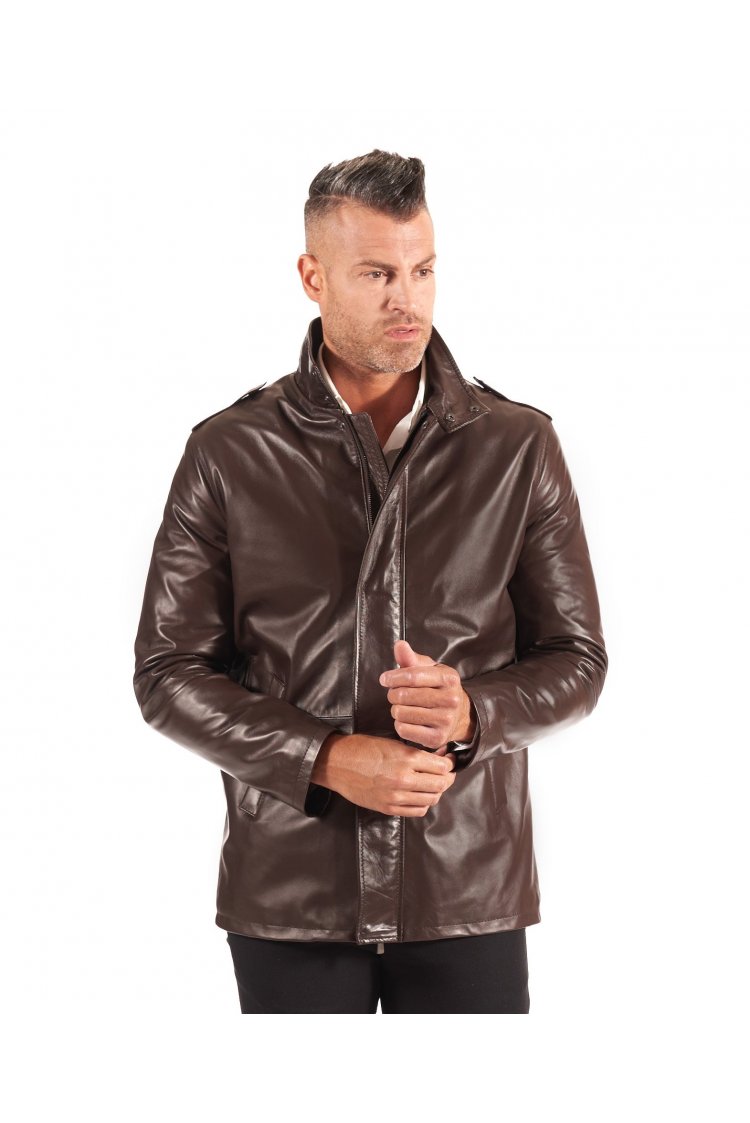 Blouson cuir marron foncé...