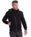 Giubbotto Bomber in pelle scamosciata nera con cappuccio