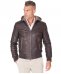 Giubbotto bomber in pelle testa di moro con cappuccio