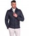 Montone blu Shearling biker uomo collo camicia con fibbia