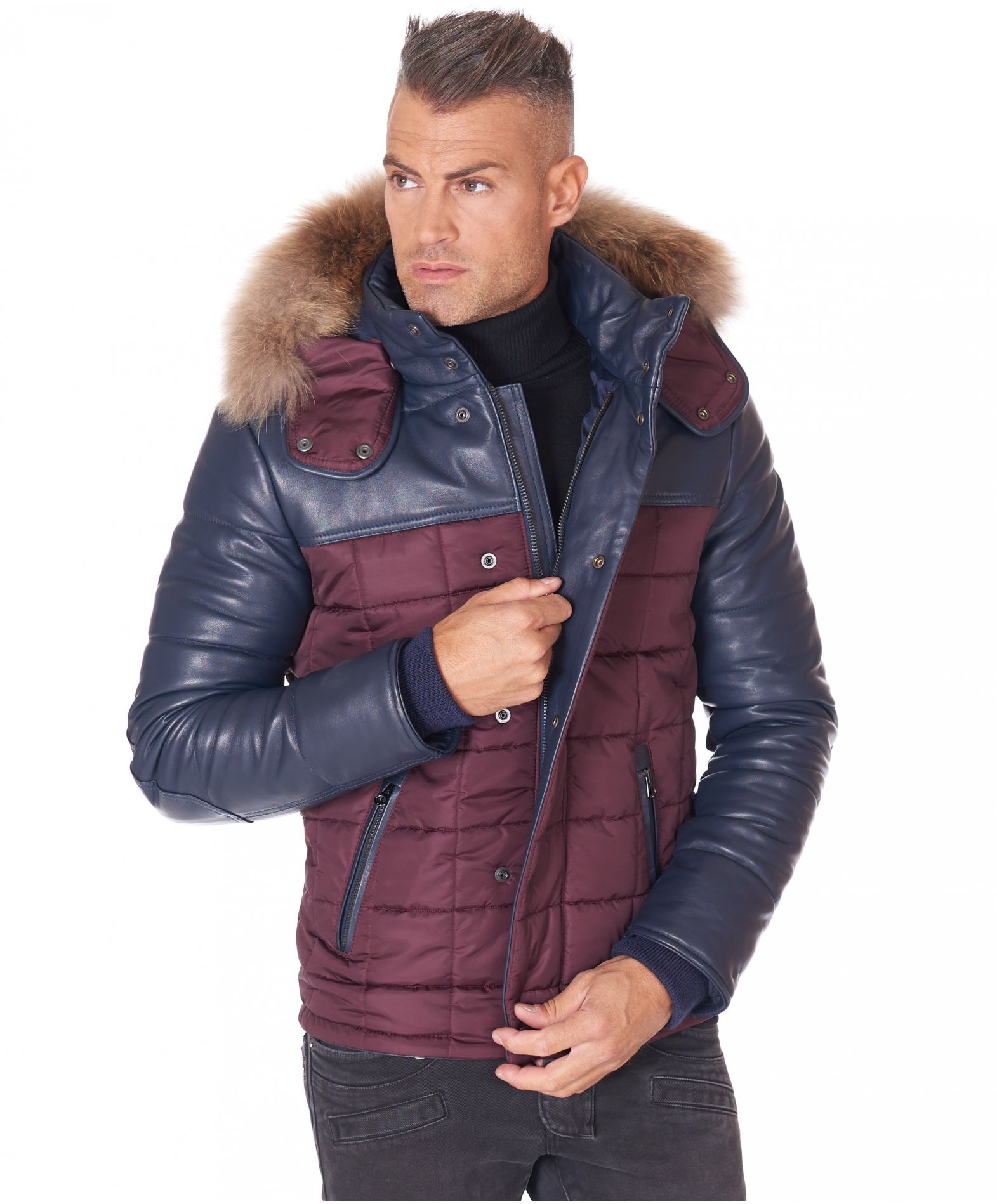 Veste cuir hotsell homme avec capuche