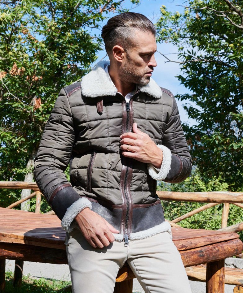 Doudoune mouton homme doudoune marron fonc Andrew D Arienzo