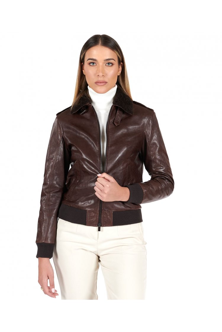 Bomber aviateur cuir marron...