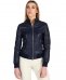 Bomber in pelle naturale blu avion effetto liscio