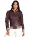 Bomber in pelle naturale bordeaux collo in lana merino