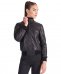 Bomber in pelle naturale nera effetto liscio collo coreana