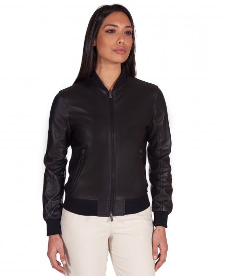 Veste cuir noir bomber...